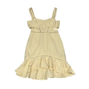 Jonathan Simkhai Yellow Seersucker cut-out Jovie Dress, Size S KB54